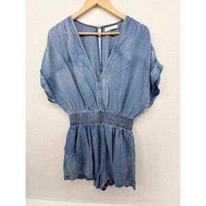 Women's Denim Chambray Shorts Romper Mustard Seed Size Large